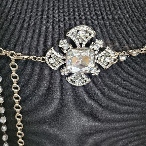 Luxe Crystal Pendant Necklace With Rhinestone Chain & Adjustable Length - Picture 13 of 15